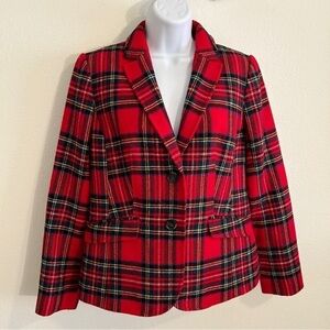Plaid Shetland Wool Blazer with Velvet Collar by Talbots